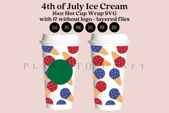 Ice Cream 4th of July 16oz Hot Cup Wrap