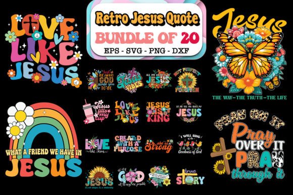 Retro Jesus Quote SVG Bundle