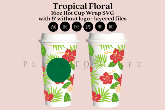 Tropical Floral Summer 16oz Hot Cup Wrap