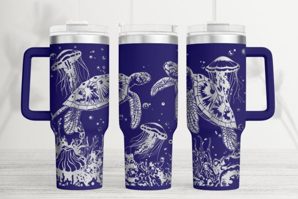 Turtle Jelly Fish 40oz Laser Wrap
